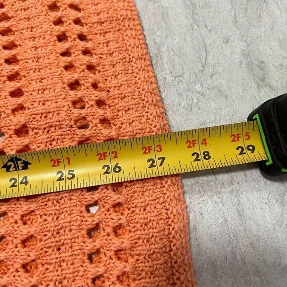 Chico’s Coral Open Knit Linen Crochet V Neck Beachy Top‎ Size 2 (L) - Picture 12 of 13